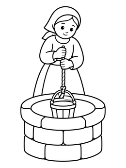 Free printable Samaritan Woman Drawing Water coloring page