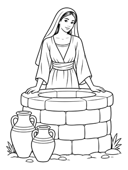 Free printable Samaritan Woman Standing By The Well coloring page