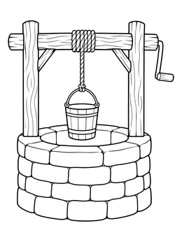 Free printable Stone Water Well With Wooden Bucket coloring page
