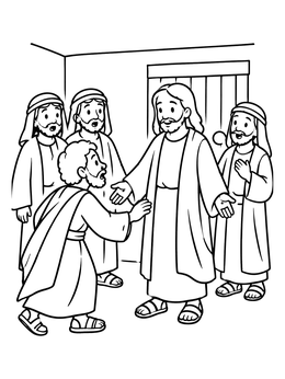Free printable Jesus Appears To Doubting Thomas coloring page
