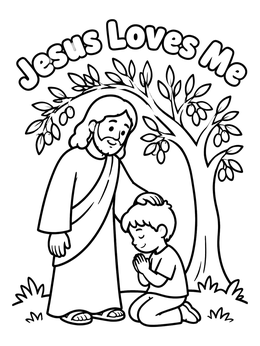Free printable Jesus Blessing A Kneeling Boy coloring page
