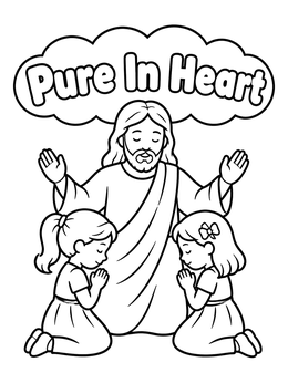 Free printable Jesus Blessing Two Kneeling Girls coloring page