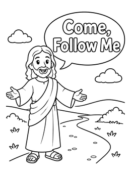 Free printable Jesus Welcoming Followers On Path coloring page