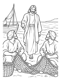 Free printable Jesus Calling The Fishermen coloring page