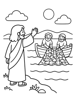 Free printable Jesus Calling Fishermen To Follow coloring page