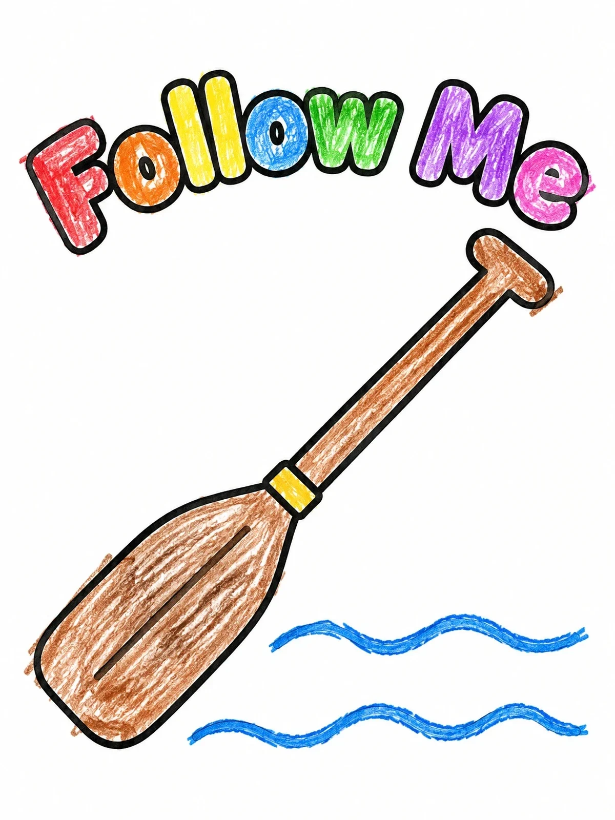 Colored example of the Boat Oar Follow Me Sign coloring page