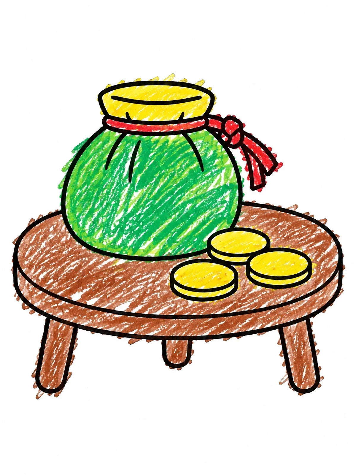 Colored example of the Coin Purse On Matthew's Table coloring page