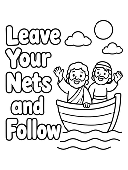 Free printable Disciples Waving From A Wooden Boat coloring page