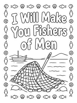 Free printable Fishers Of Men Net And Boat coloring page