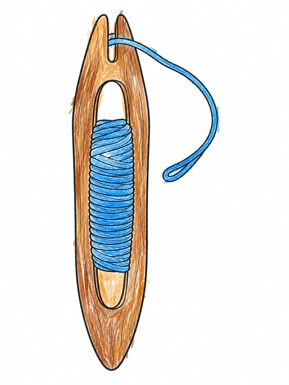 Colored example of the Traditional Wooden Net Shuttle Tool coloring page