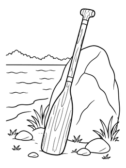 Free printable Wooden Oar By The Water Shore coloring page
