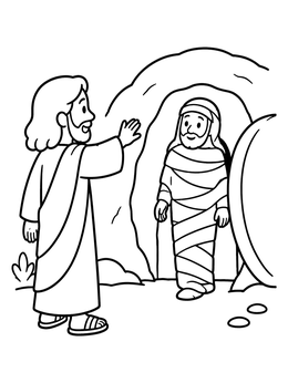 Free printable Jesus Calls Lazarus From The Tomb coloring page