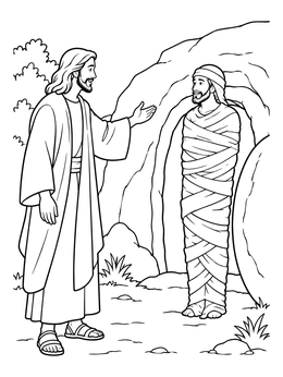 Free printable Jesus Calls Lazarus From The Tomb coloring page