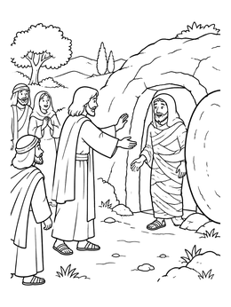 Free printable Jesus Calls Lazarus From The Tomb coloring page