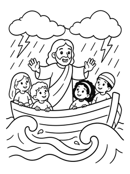 Free printable Jesus Calming The Storm At Sea coloring page
