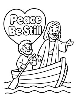 Free printable Jesus Calms The Sea With Disciple coloring page
