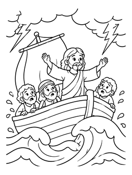 Free printable Jesus Calming The Storm At Sea coloring page