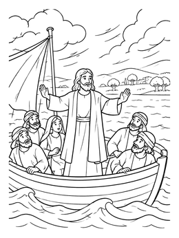 Free printable Jesus Calming The Storm At Sea coloring page