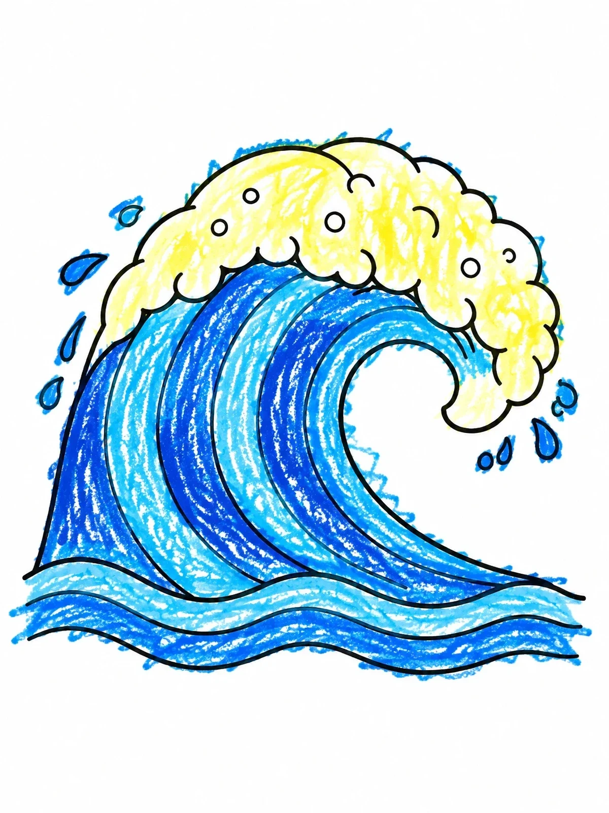 Colored example of the Big Curling Ocean Wave coloring page