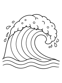 Free printable Big Curling Ocean Wave coloring page
