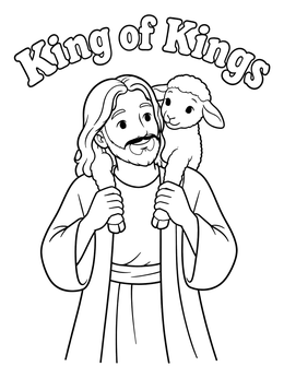 Free printable Jesus Carrying A Gentle Lamb coloring page