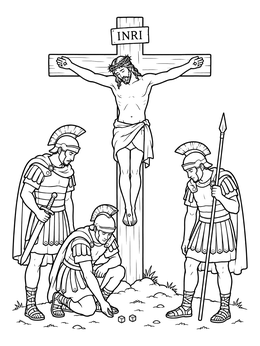 Biblical scene of the crucifixion in a detailed jesus coloring page.