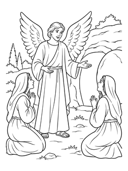 Free printable Angel At The Empty Tomb With Two Women coloring page