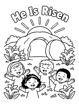 Free printable He Is Risen And Empty Tomb coloring page