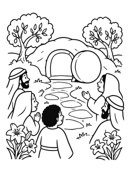 Free printable Joyful People At The Empty Tomb coloring page
