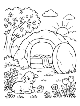 Free printable Empty Tomb With Little Lamb coloring page