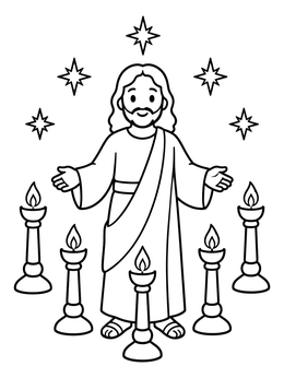 Free printable Jesus And The Golden Candlesticks coloring page