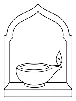 A burning clay oil lamp inside a wall niche in this jesus healed the paralyzed man coloring page.