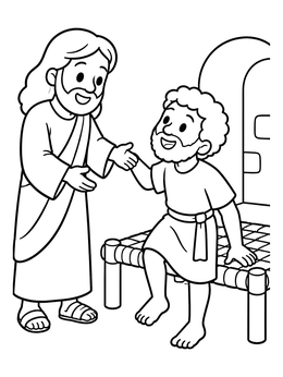 Free printable Jesus Helps The Healed Man coloring page