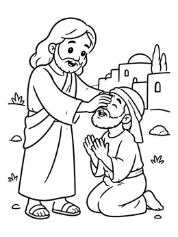 Free printable Jesus Healing A Blind Man coloring page