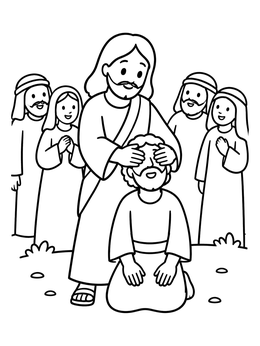 Free printable Jesus Healing A Blind Man coloring page