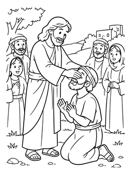 Free printable Jesus Healing The Blind Man coloring page