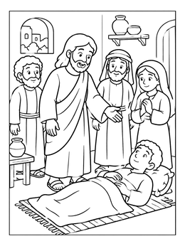 Free printable Jesus Healing Sick Man On Mat coloring page