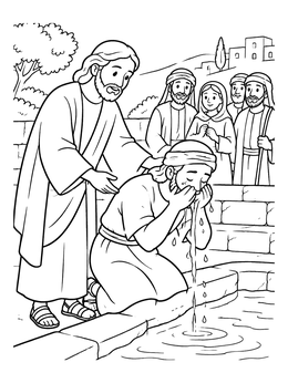 Free printable Jesus Healing The Blind Man At Siloam coloring page