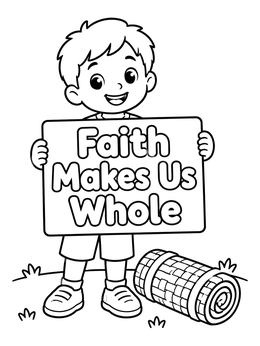 Free printable Boy With Healing Sign And Mat coloring page