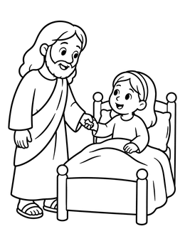 Free printable Jesus Healing Jairus's Daughter coloring page