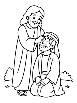 Free printable Jesus Restoring Sight To The Blind Man coloring page