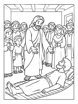 Free printable Jesus Healing The Paralyzed Man coloring page