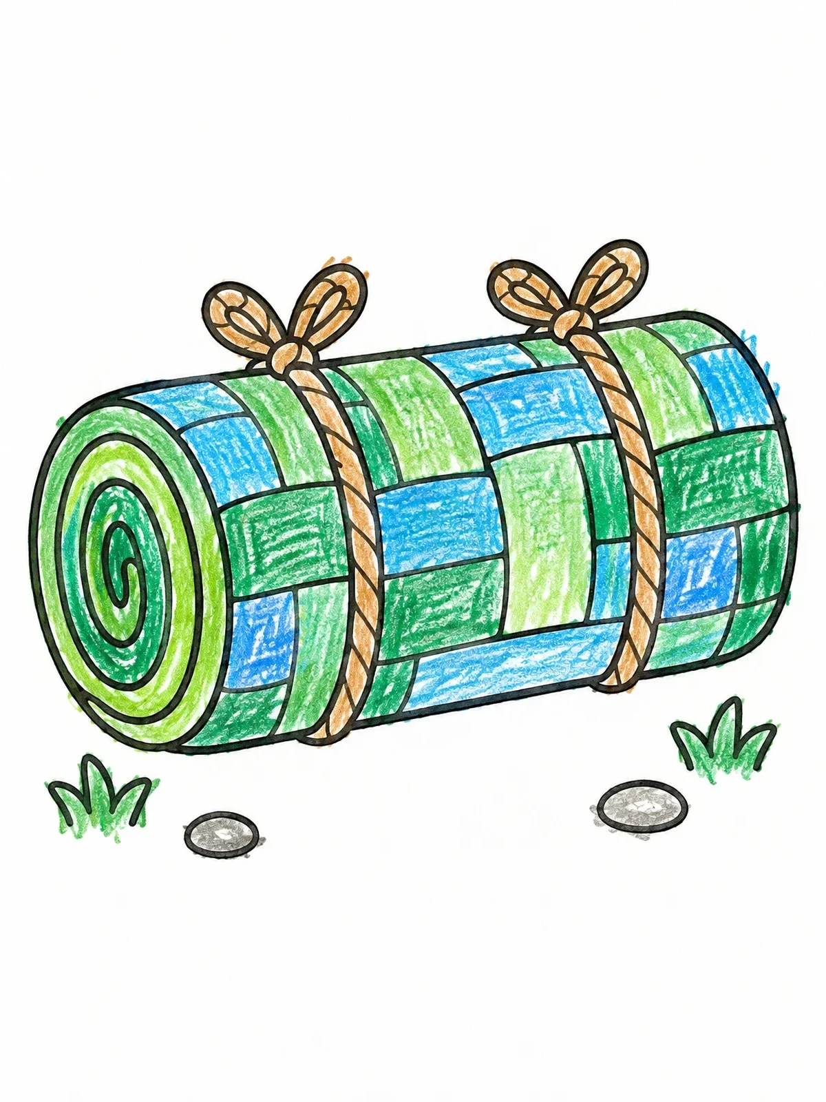 Colored example of the Rolled Sleeping Mat Tied With Ropes coloring page