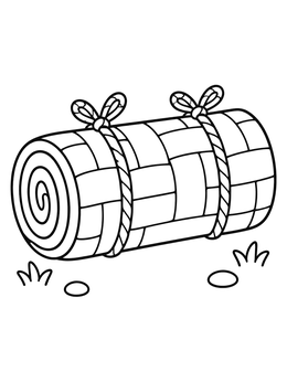 Free printable Rolled Sleeping Mat Tied With Ropes coloring page