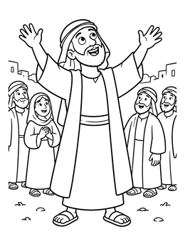 Free printable Healed Man Rejoicing With Sight Restored coloring page
