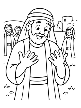Free printable Healed Man Looking At His Hands coloring page