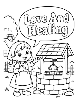 Free printable Cute Girl Beside The Village Well coloring page