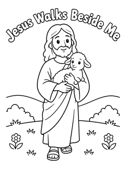 Free printable Jesus Holding A Gentle Lamb coloring page