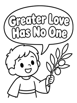 Free printable Boy Holding An Olive Branch coloring page