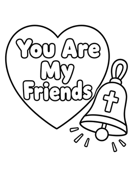 Free printable Sunday Bell And Friendship Heart coloring page